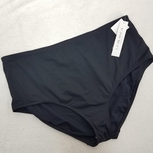 NEW La Blanca Plus Size 22W Swim Bikini Bottom Tummy Control Black - Picture 1 of 8